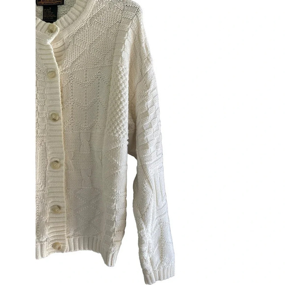 Eddie Bauer White Textured Cardigan Sweater - Picture 3 of 4